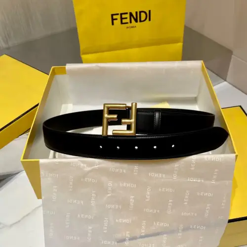 Alternative view of Fendi Black Leather Belt With Ff Gold Buckle 40Mm