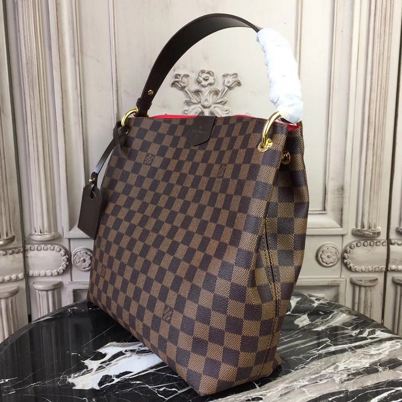 Louis Vuitton Graceful PM Damier Ebene Hobo Bag Brown Red 35cm N44044 - Image 9