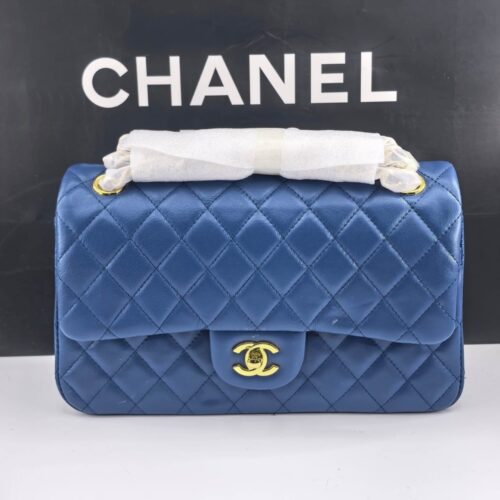 Alternative view of Chanel Classic Medium Smooth Leather Flap Bag Navy Blue 25cm