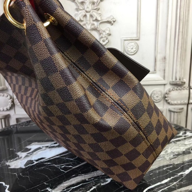 Louis Vuitton Graceful PM Damier Ebene Hobo Bag Brown Red 35cm N44044 - Image 6