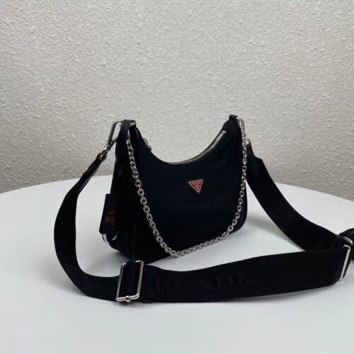 Alternative view of Prada Re Edition 2005 Re Nylon Shoulder Bag Black And Red 22cm 1BH204 064 F0DL1 V I1L