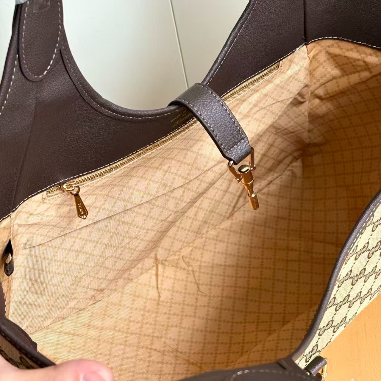 Gucci Mercato Medium GG Canvas Tote Bag Sand And Dark Brown 35Cm 866645 FAFV2 9651 - Image 6