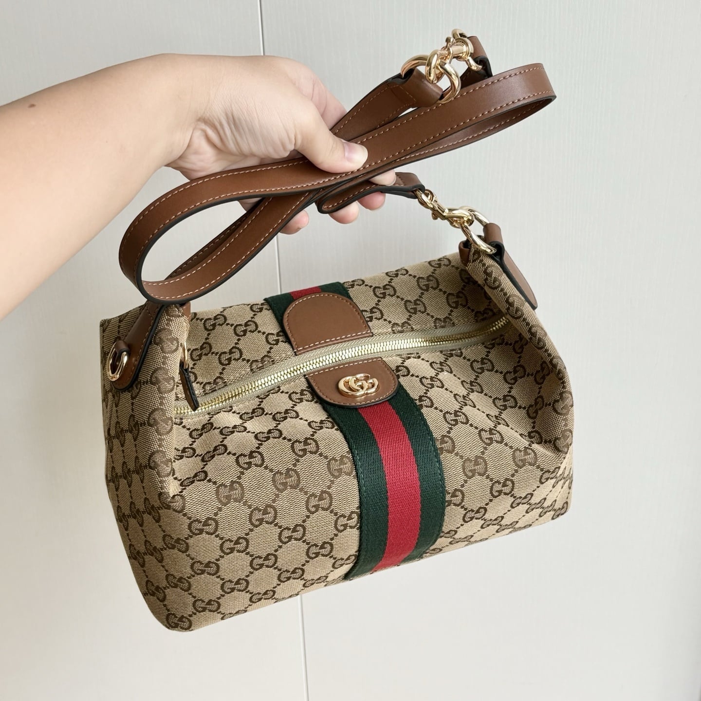 Gucci Vanity Medium GG Canvas Top Handle Bag Beige And Brown 27Cm 857799 FAFUF 9870 - Image 4