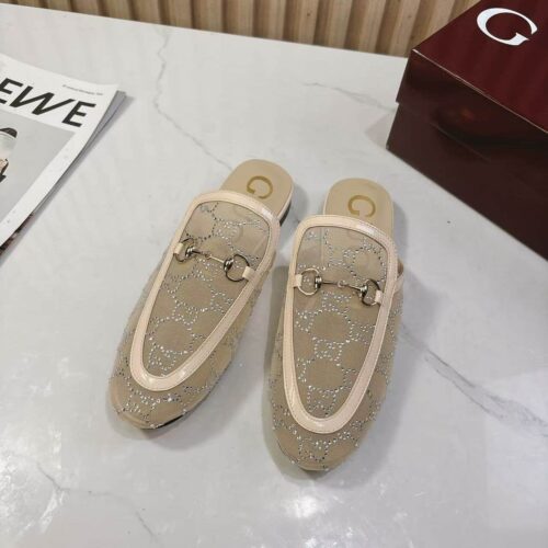 Alternative view of Gucci Women Gg Crystal Princetown Slipper Beige ‎835484 Faeq0 9941