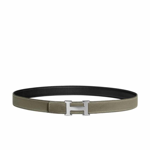 Hermes Mini H Belt Buckle And Reversible Leather Strap Silver Grey 24mm H079645CK05