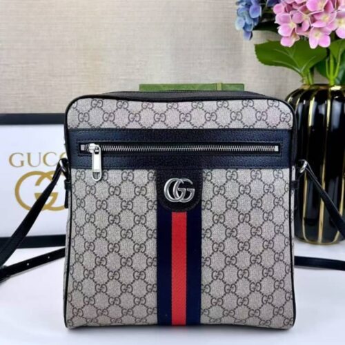 Alternative view of Gucci Ophidia Small GG Supreme Canvas Messenger Bag Beige And Blue 25cm ‎547926 96iwn 4076