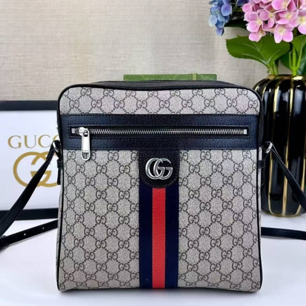 Gucci Ophidia Small GG Supreme Canvas Messenger Bag Beige And Blue 25cm 547926 96iwn 4076 - Image 2