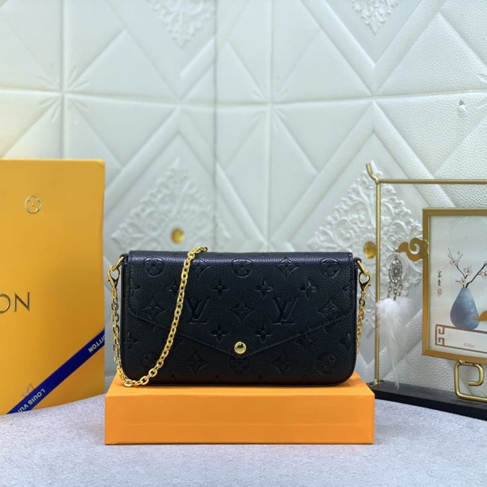 Louis Vuitton Félicie Pochette Monogram Empreinte Crossbody Bag Black 21cm M82477 - Image 2