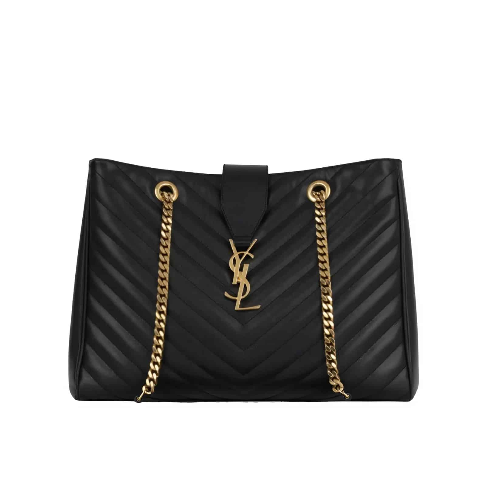 Saint Laurent Cassandre Shopper Matelassé Leather Tote Bag Black 35cm