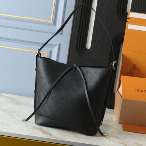 Alternative view of Louis Vuitton Flore Perforated Mahina Handle Bag Black 28cm M12139