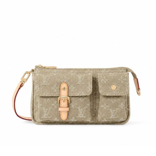 Louis Vuitton Pochette Accessoire Cargo Khaki Denim 23cm