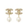 Chanel Cc Pearl Dangle Earrings Gold