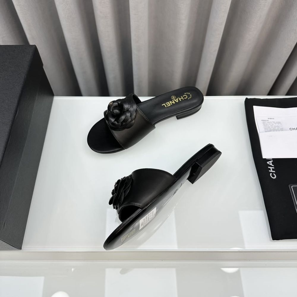 Chanel Camellia Mules Smooth Leather Black G45499 X01000 94305 - Image 5