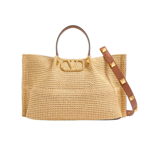 Valentino Garavani Medium Straw Summer Tote Beige 35Cm 7W2B0K39CE D84