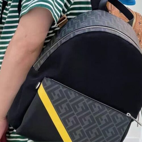 Alternative view of Fendi Diagonal Nylon and FF Jacquard Fabric Backpack Black 35Cm 7VZ042A9XTF17BJ