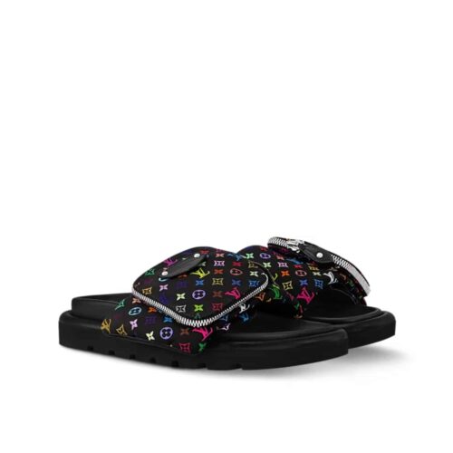 Louis Vuitton X Takashi Murakami Pool Pillow Flat Comfort Nylon Mule Black 1agvrf
