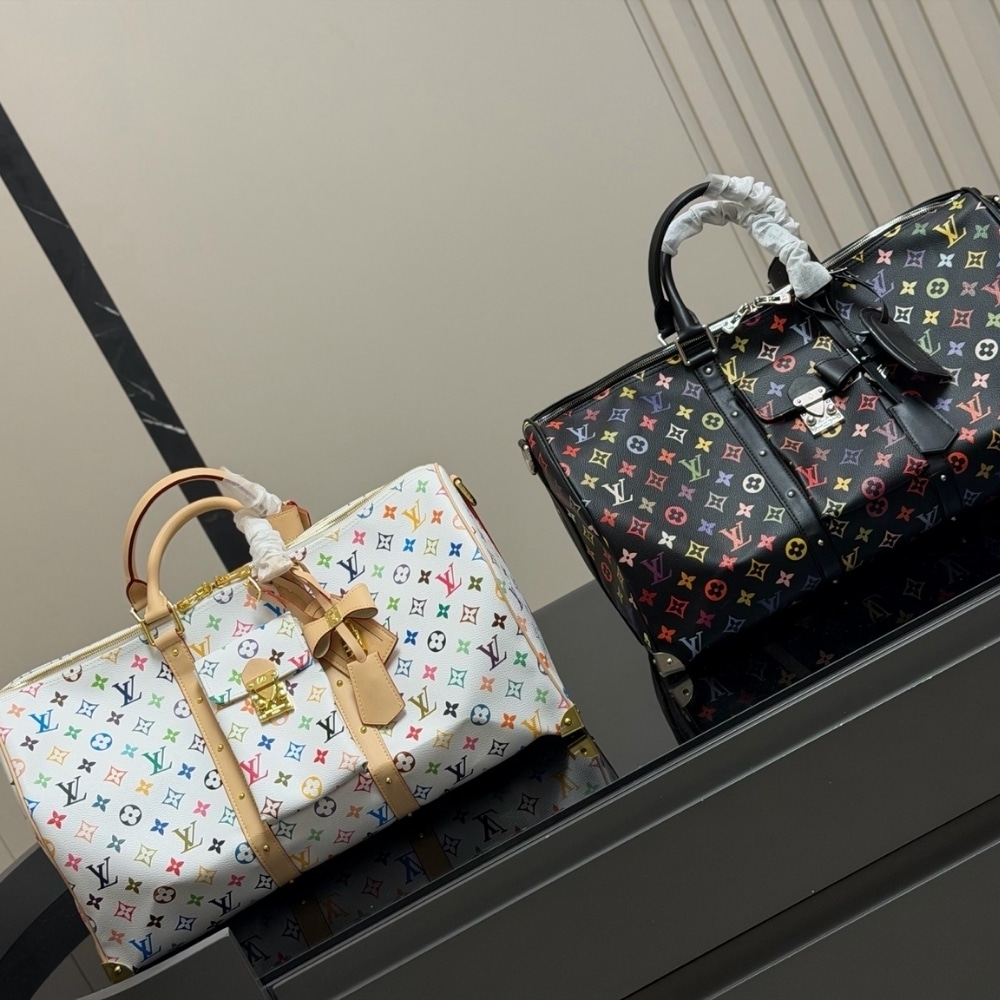 Louis Vuitton X Takashi Murakami Keepall Bandoulière 45 Monogram Canvas Shoulder Bag White Multicolored 45cm M13742 - Image 7