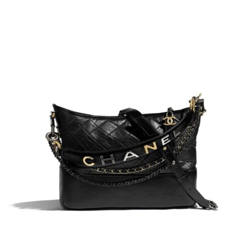 Chanel Gabrielle Small Smooth Leather Hobo Bag Black 20cm AS1582 B03936 94305