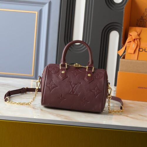 Alternative view of Louis Vuitton Speedy Bandouliere 20 Monogram Empreinte Handle Bag Grenat Red 20Cm M25929