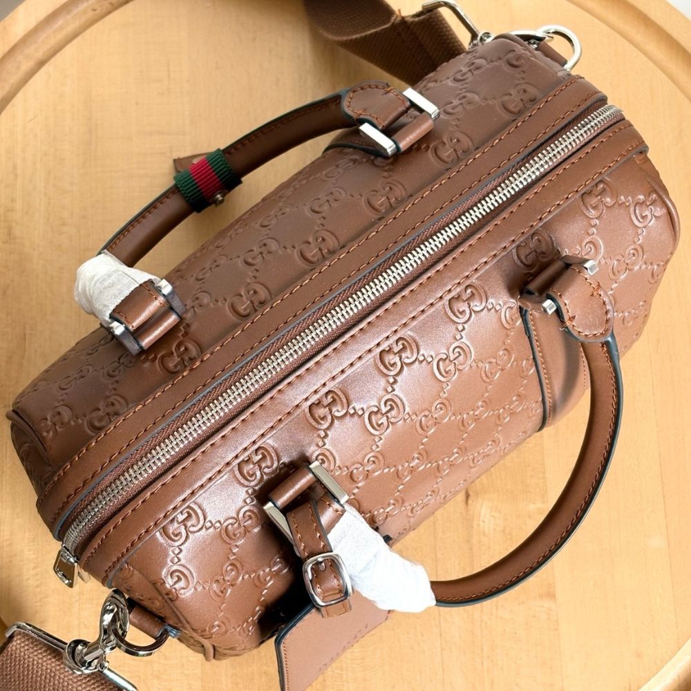 Gucci GG Emblem Small Duffle Bag Brown 25Cm - Image 6