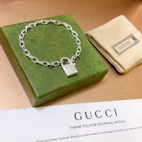 Alternative view of Gucci Trademark Sterling Silver Bracelet With Padlock Silver