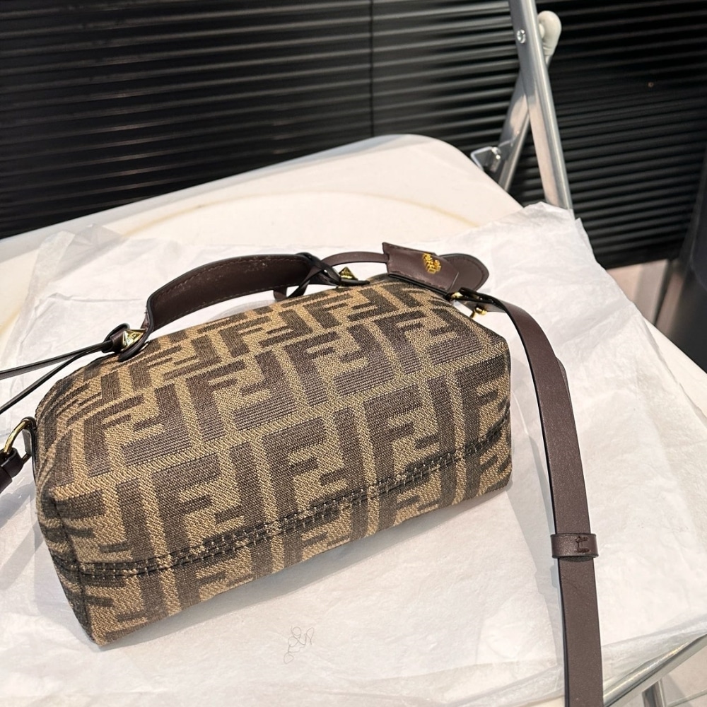 Fendi By The Way Medium FF Jacquard Fabric Boston Bag Brown 27Cm 8BL155AFPMF1GL7 - Image 7
