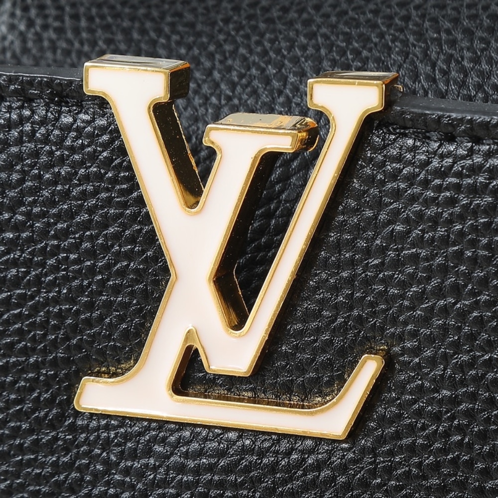 Louis Vuitton Capucines Mini Grained Leather Top Handle Bag Black 21cm - Image 7