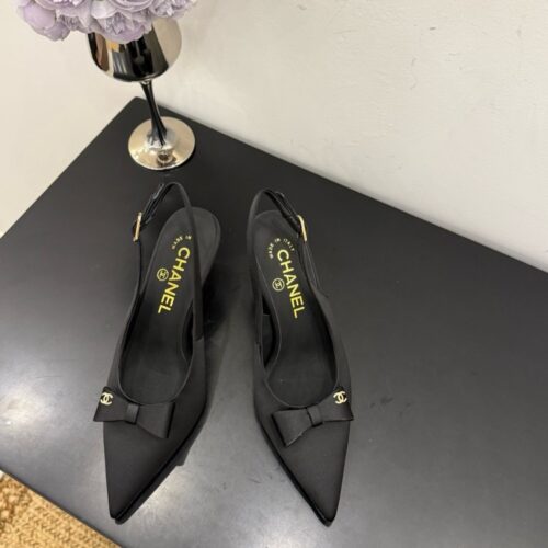 Alternative view of Chanel Slingback Satin Fabric Black G46547 B20974 94305