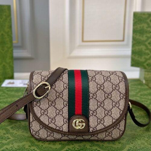 Alternative view of Gucci Ophidia Mini GG Supreme Canvas Shoulder Bag Beige And Brown ‎19cm 772239 Facuj 8745