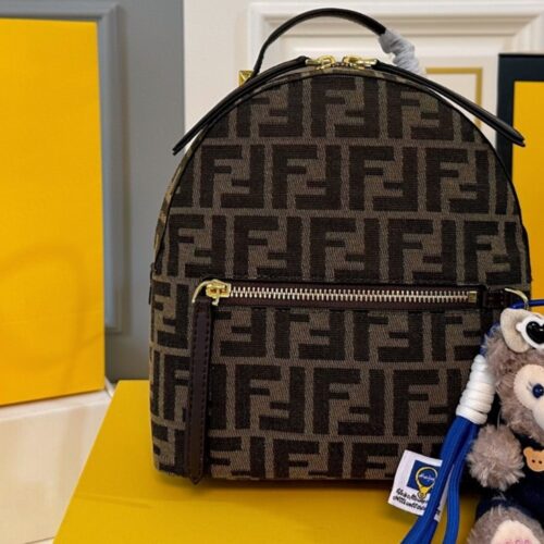 Alternative view of Fendi Mini FF Embossed Leather Backpack Brown 22Cm 8BZ038A5TLF13VK