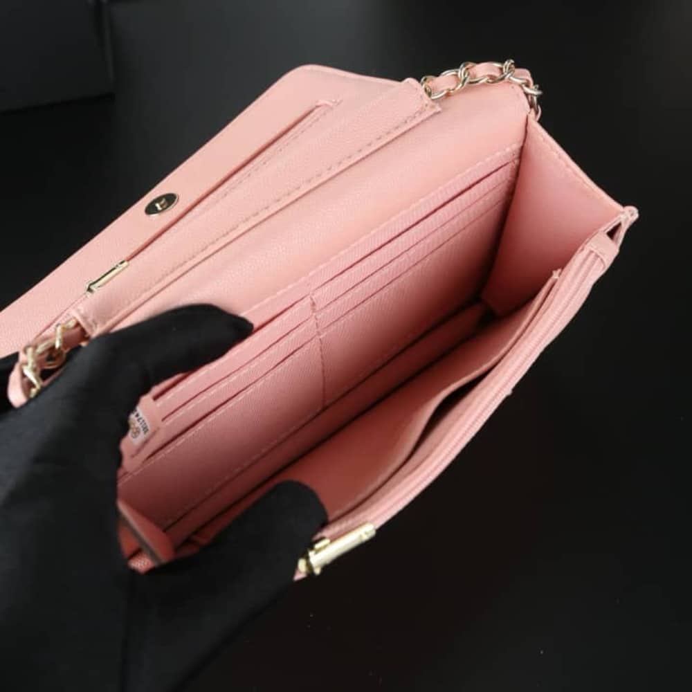 Chanel Classic Small Smooth Wallet On Chain Light Pink 19cm AP0250 Y33352 NG120 - Image 7