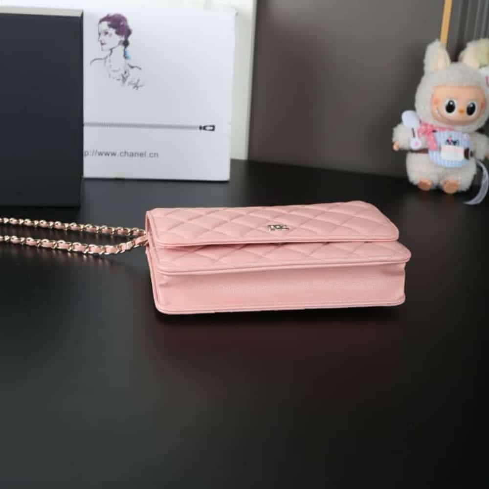 Chanel Classic Small Smooth Wallet On Chain Light Pink 19cm AP0250 Y33352 NG120 - Image 5