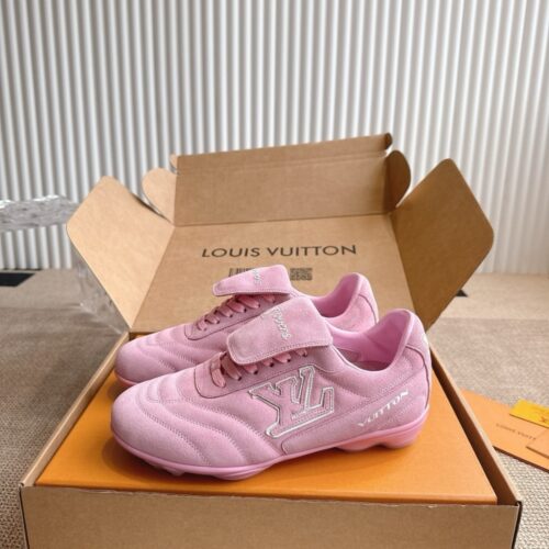 Alternative view of Louis Vuitton LV Footprint Soccer Suede Sneaker Pink 1ahtyk