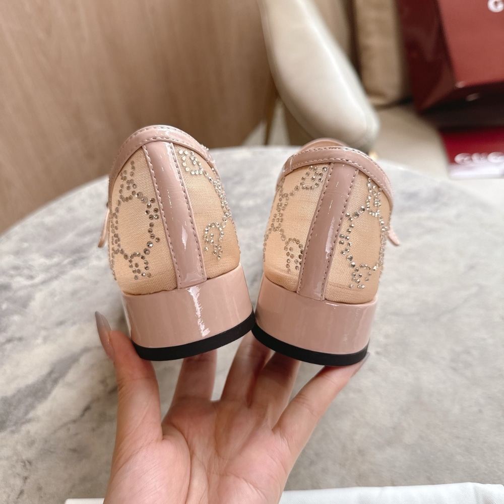 Gucci Women GG Crystal Mesh Ballet Flat Light Pink 836809 Faeq0 9941 - Image 7