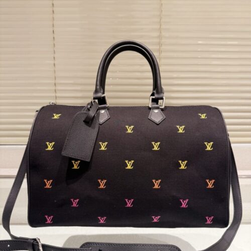 Alternative view of Louis Vuitton Speedy Bandoulière 40 LV Blason Denim Handle Bag Black 40cm M14136