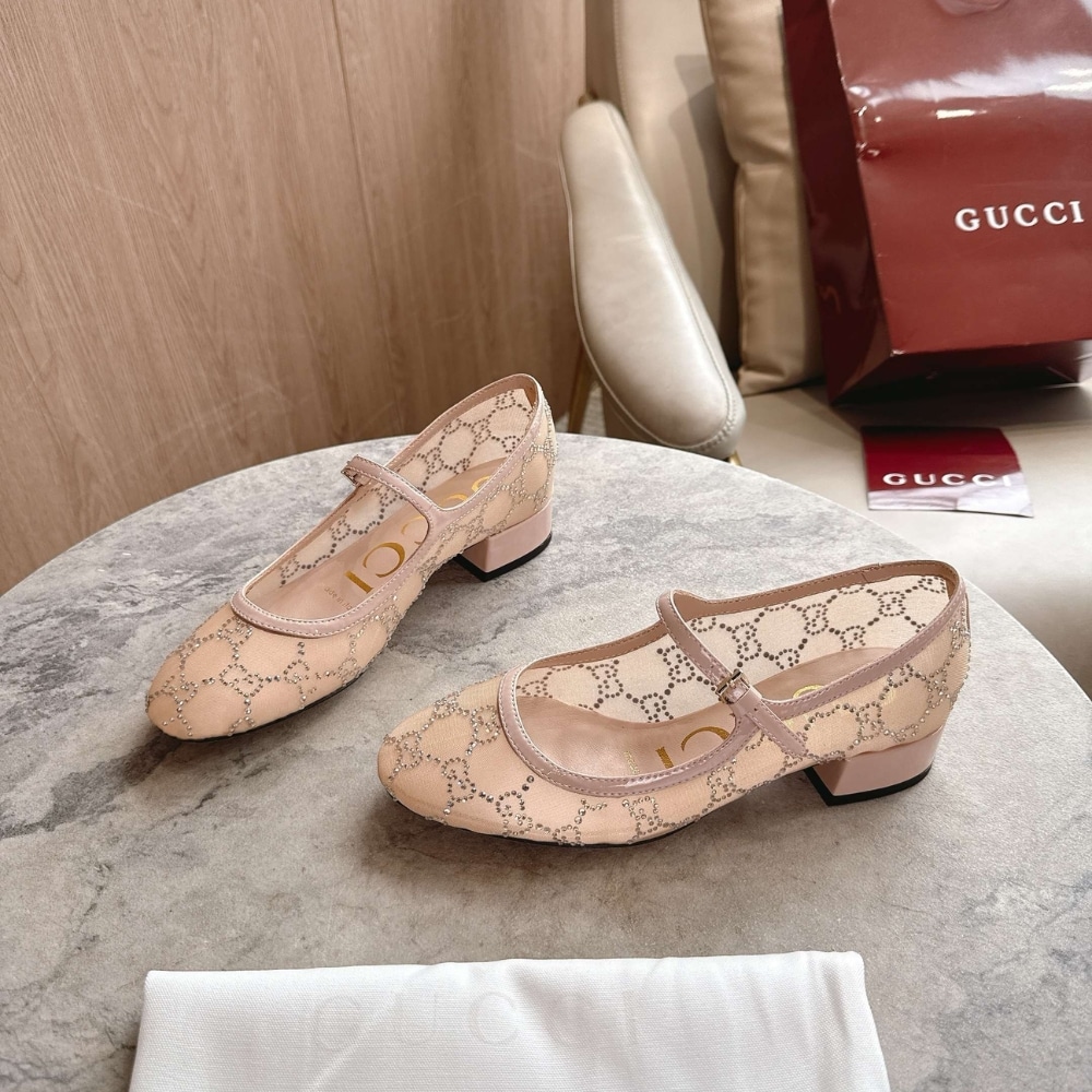 Gucci Women GG Crystal Mesh Ballet Flat Light Pink 836809 Faeq0 9941 - Image 3