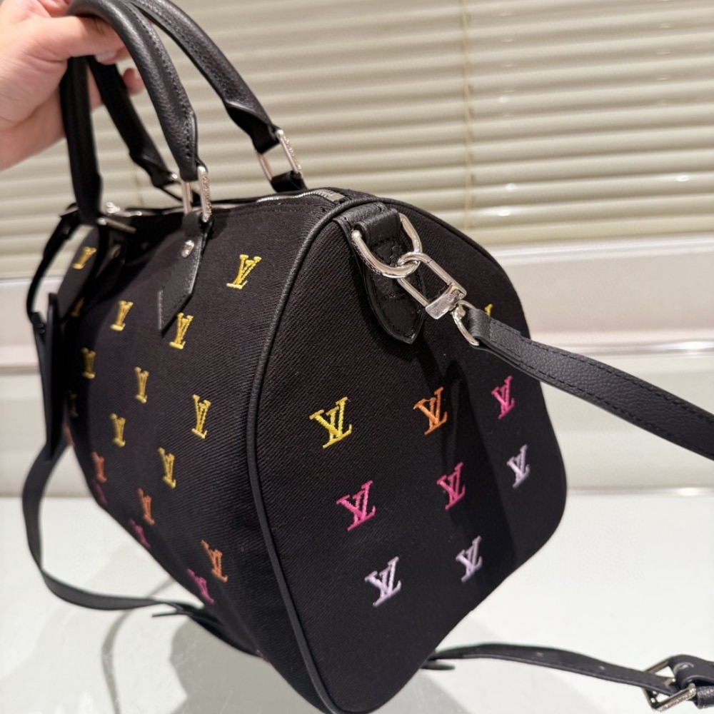 Louis Vuitton Speedy Bandoulière 40 LV Blason Denim Handle Bag Black 40cm M14136 - Image 3