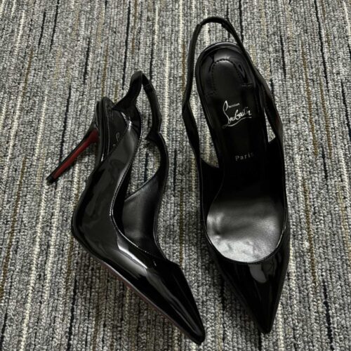 Alternative view of Christian Louboutin Hot Chick Sling Patent Leather Slingback Pumps Black 3230045B439