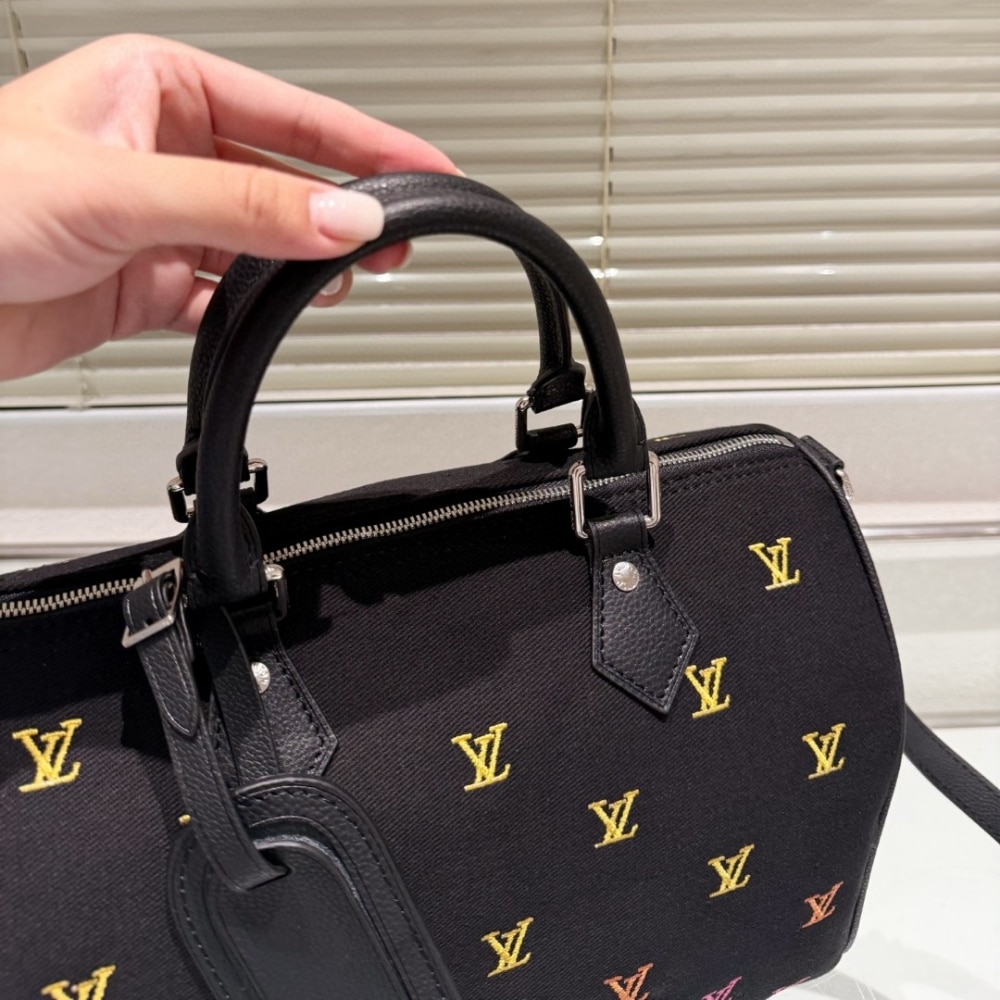 Louis Vuitton Speedy Bandoulière 40 LV Blason Denim Handle Bag Black 40cm M14136 - Image 5