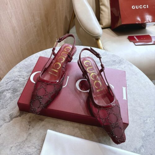 Alternative view of Gucci Women GG Crystal Slingback Mesh Pump Red ‎‎674668 Faeq0 6255