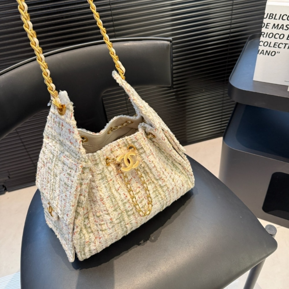 Chanel 25 Small Tweed Handbags Khaki 26cm AS5293 B21178 NR774 - Image 4