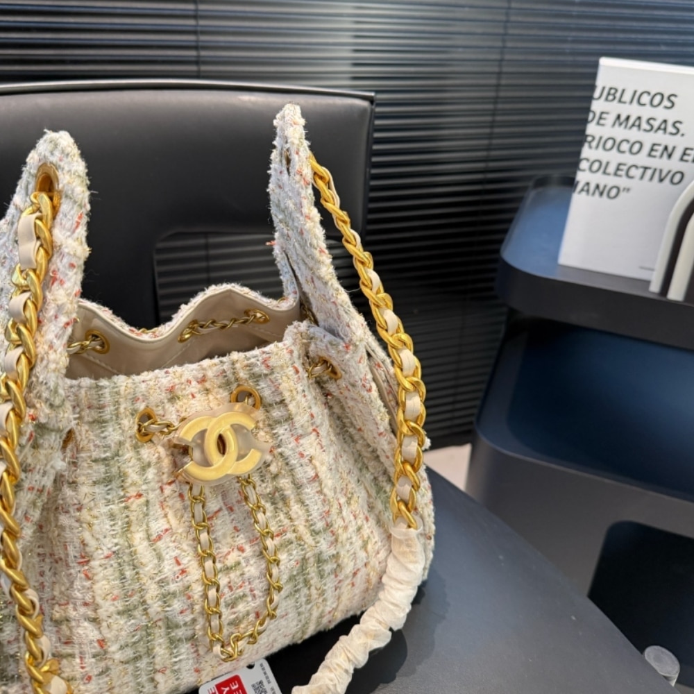 Chanel 25 Small Tweed Handbags Khaki 26cm AS5293 B21178 NR774 - Image 5