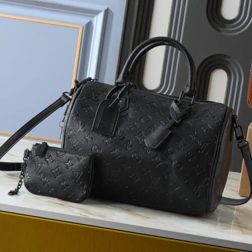 Alternative view of Louis Vuitton Speedy P9 Bandoulière Monogram Empreinte Handle Bag Black 26cm