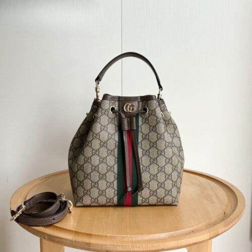 Alternative view of Gucci Ophidia Small GG Monogram Canvas Bucket Bag Beige And Dark Brown 22Cm 841313 FAE0K 9853