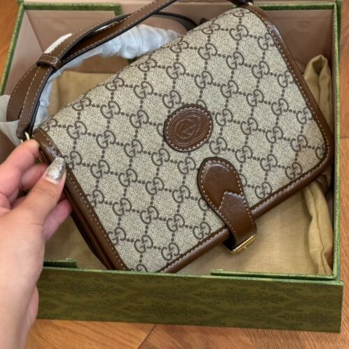 Alternative view of Gucci Mini GG Supreme Canvas Shoulder Bag Beige Ebony And Brown 20cm 671620 92tcg 8563