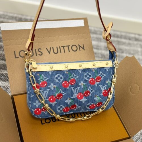 Alternative view of Louis Vuitton X TM Pochette Accessoires Monogram Denim Shoulder Bag Blue 21cm M13994