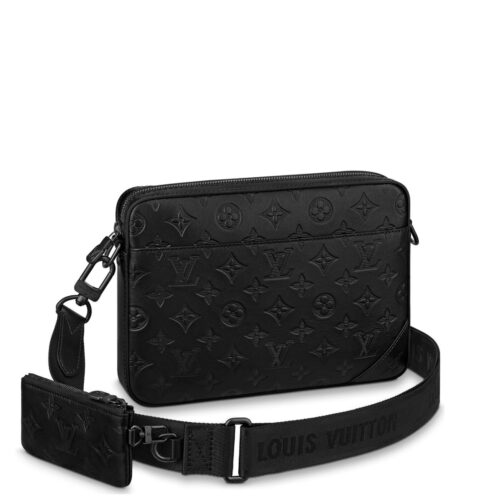 Louis Vuitton Duo Messenger Monogram Shadow Crossbody Bag Black 25Cm M69827