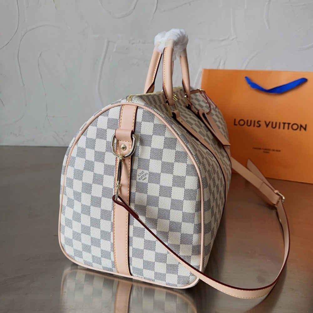 Louis Vuitton Keepall Bandoulière Damier Canvas Travel Bag Beige 45Cm N41429 - Image 3