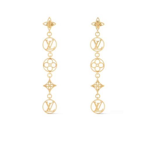 Louis Vuitton Lv Lace Earrings Gold M01072
