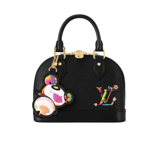 Louis Vuitton X Murakami Alma BB Epi Grained Leather Top Handle Bag Black 23Cm M13670